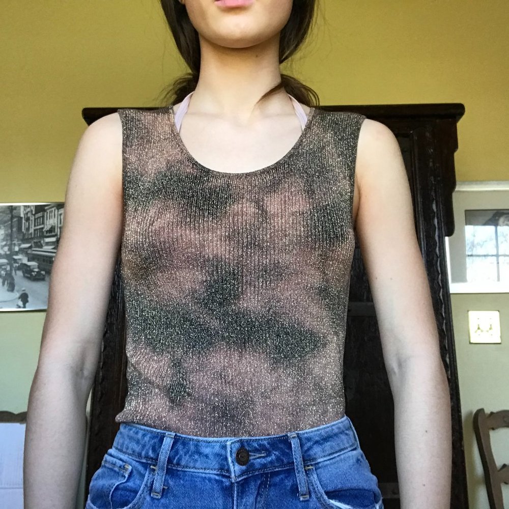 Glittery Tie Dye Ribbed Tank